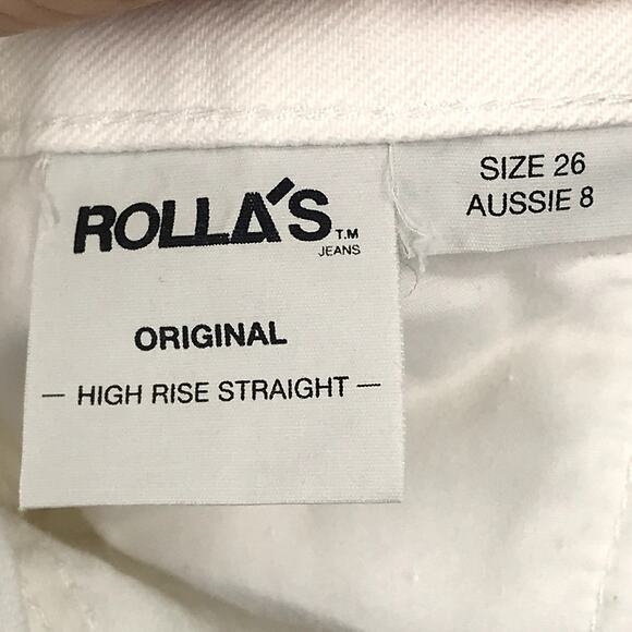 ROLLA'S Original Straight Jeans 26 High Rise Destroyed Cotton Pocket Frayed Hem - Picture 3 of 11